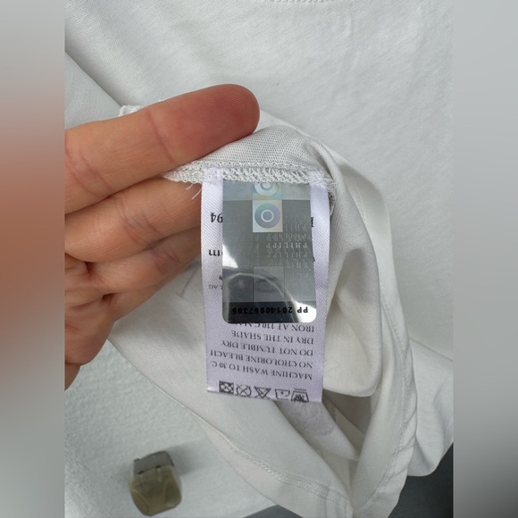 New Women Philipp Plein Hieroglyphs Flower Crew Neck Tee T-shirt Top Bling White - Picture 9 of 10